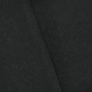1 YD PC-Pitch Black Semi-Opaque Brushed Wool Blend Twill Jacketing Fabric