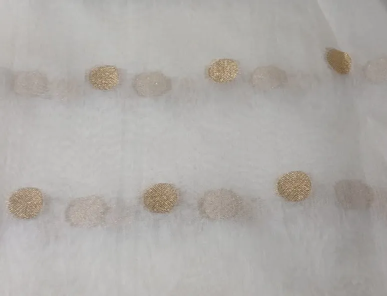 100% SILK ORGANZA FABRIC  WITH METALIC GOLD BUTTA  44" WIDE [16732]