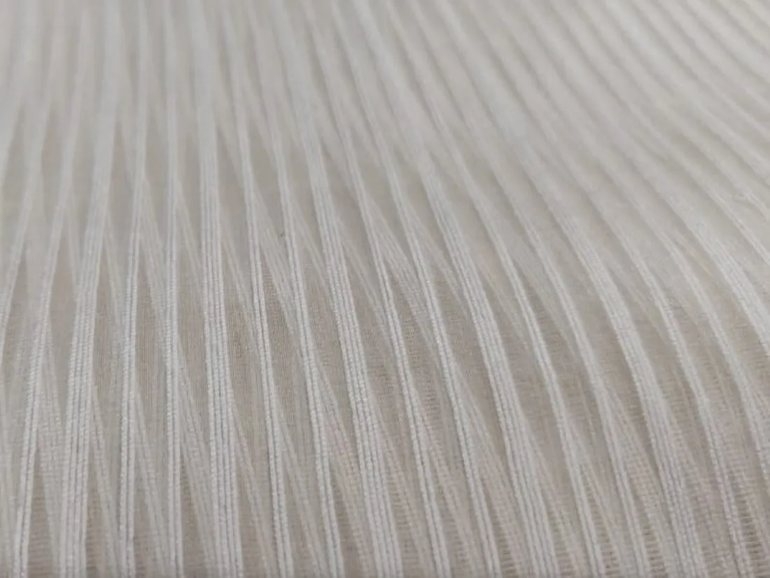 100 % SILK ORGANZA VERTICAL STRIPES IVORY COLOUR SEMI SHEER 44" WIDE [12326]