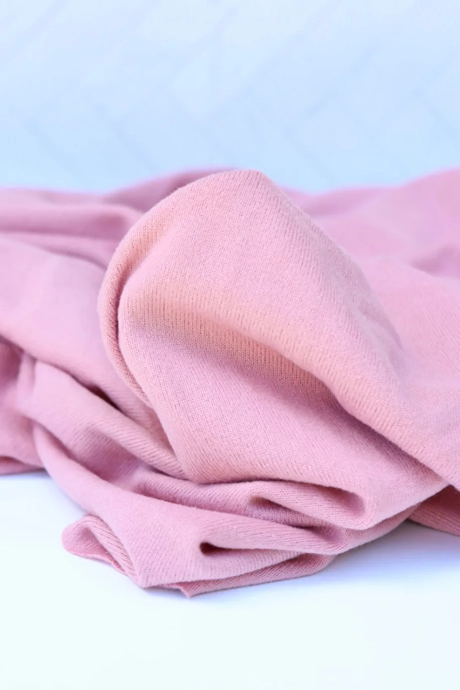 1YD 18IN REMNANT; Rosey Mauve Versailles Brushed Hacci Sweater Knit