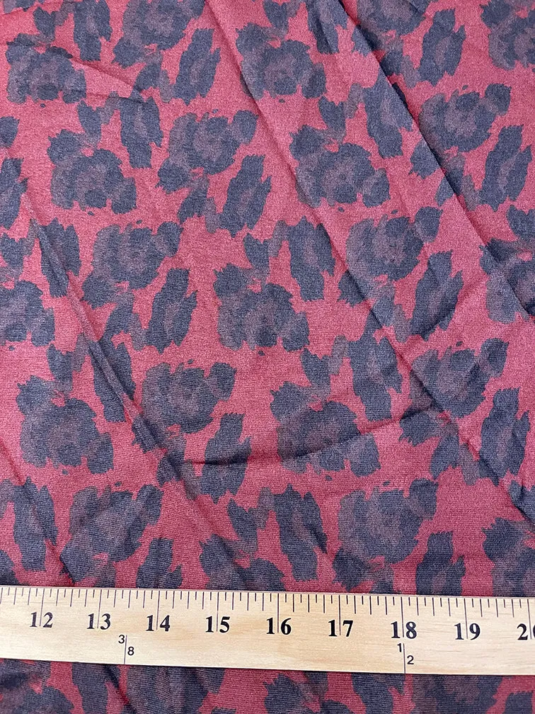 2 1/4 YD PC-Red Multi Chiffon Print Fabric