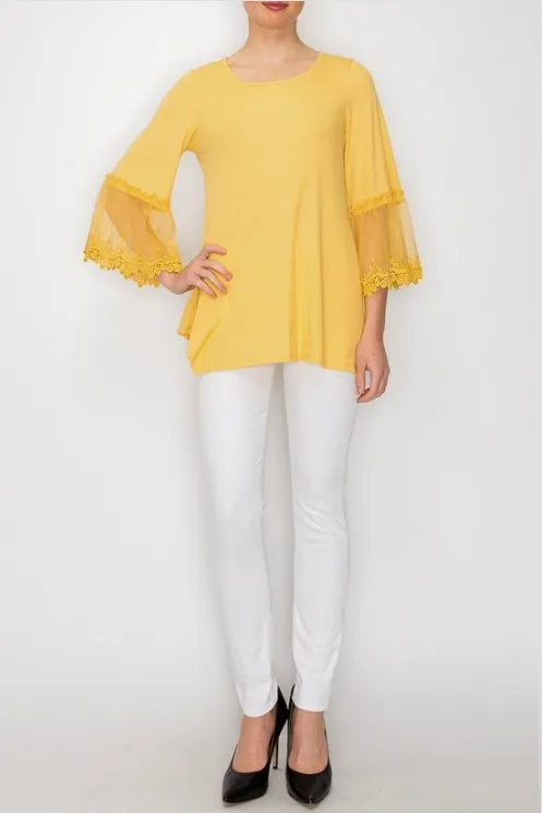 5 Color Ways  - Soft Tops with Lace Bell Sleeves