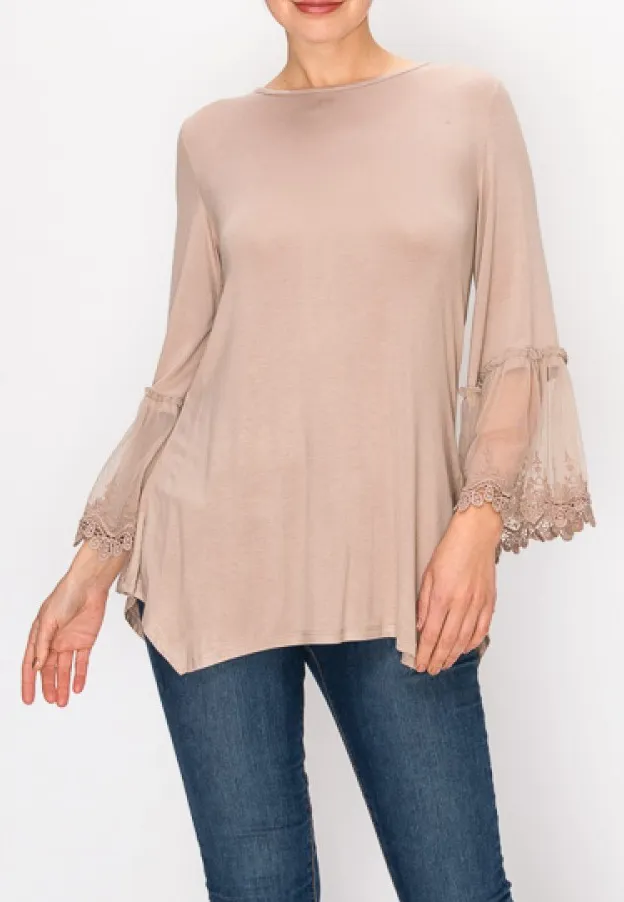 5 Color Ways  - Soft Tops with Lace Bell Sleeves