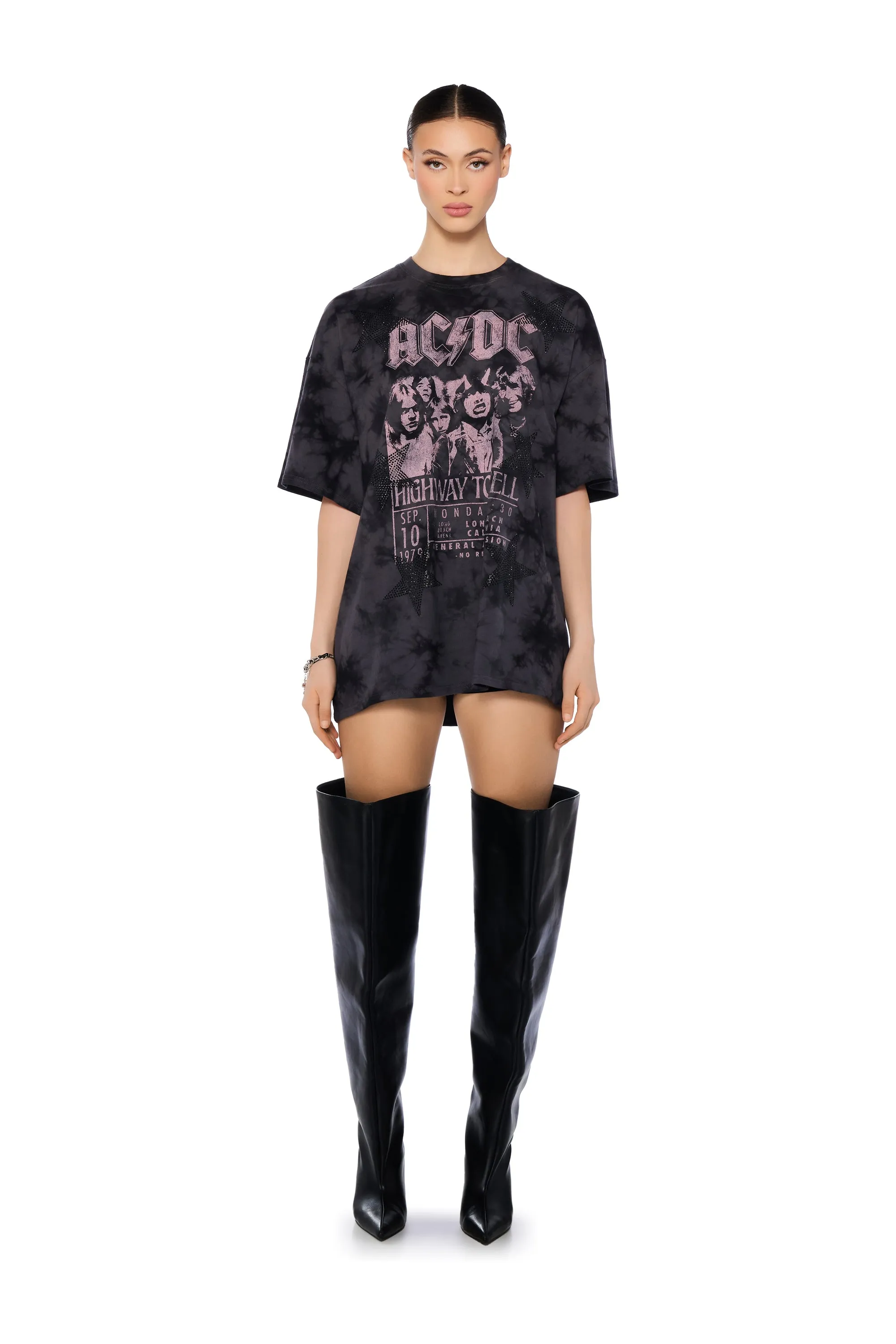ACDC HIGHWAY TO HELL RHINESTONE STAR GRAPHIC TEE