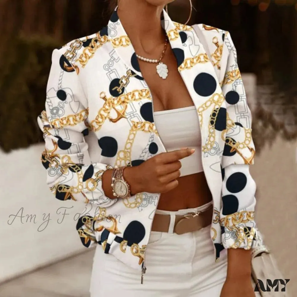Amy Fashion - Casual Thin Vintage Print  Ladies Coat