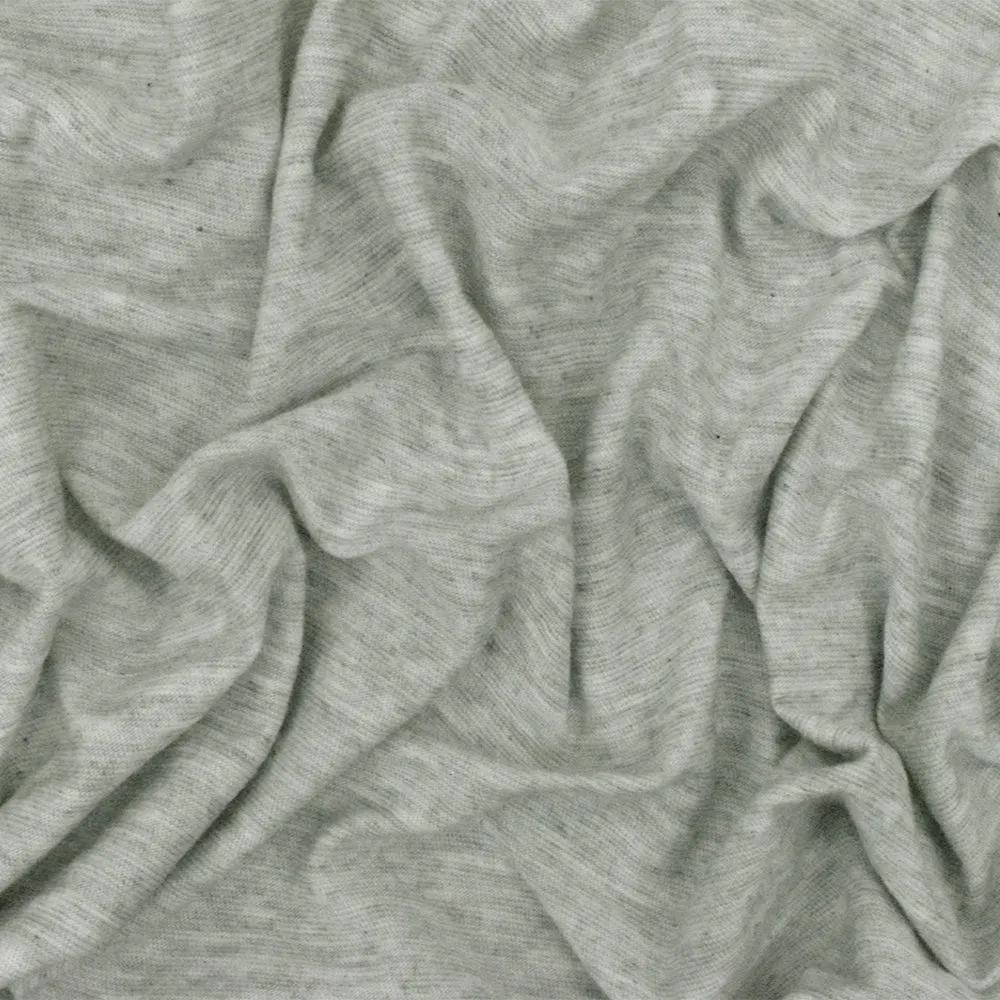 Ash Gray-White Slub Stretch Cotton Jersey Knit Fabric