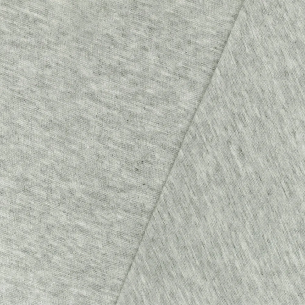 Ash Gray-White Slub Stretch Cotton Jersey Knit Fabric