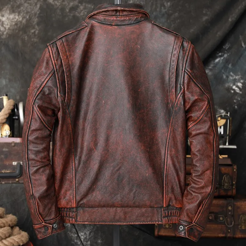 Aviator Men Cowhide Jacket Bomber Cow Leather