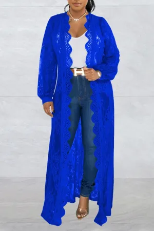 Bjlxn - Blue Casual Solid Cardigan Outerwear