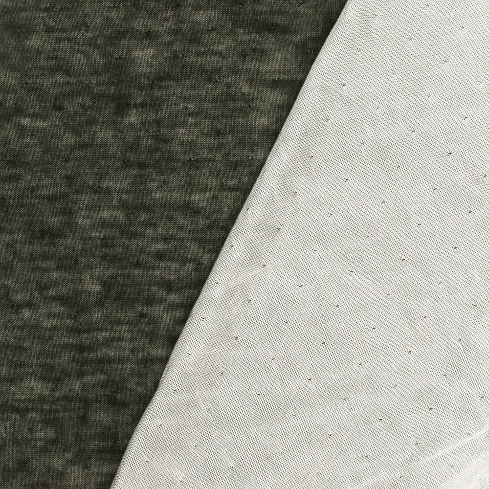 Black-White Viscose Pointelle Stretch Double Knit Fabric