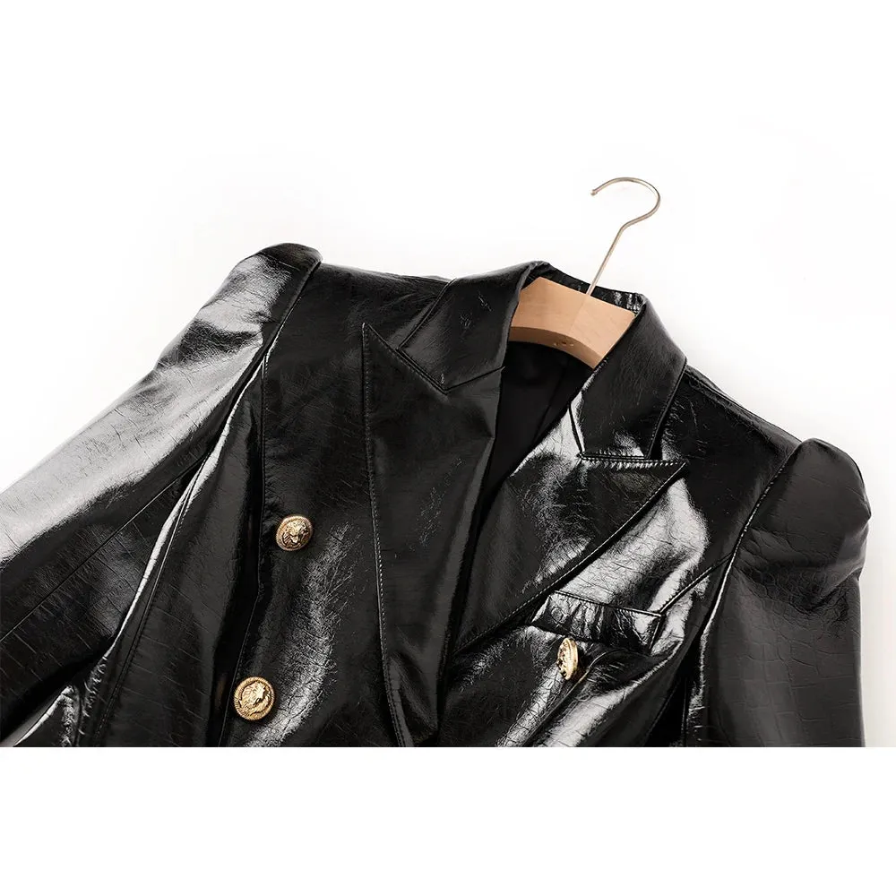 Bold and Beautiful Leather Blazer Jacket