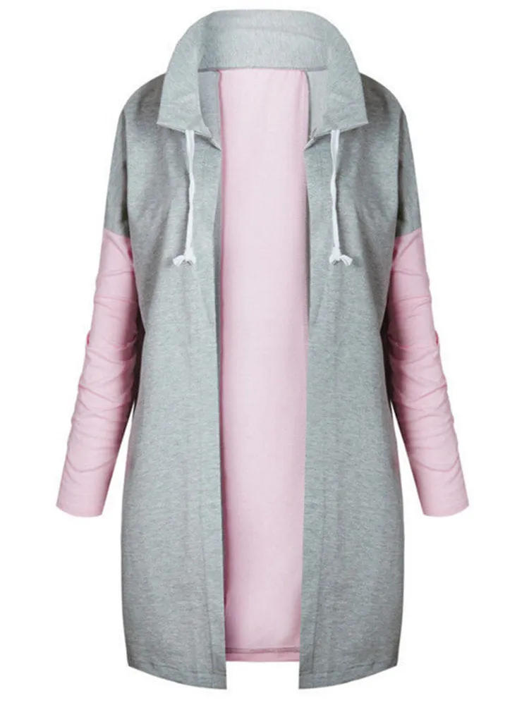 Casual Women Patchwork Turn-Down Collar Coats