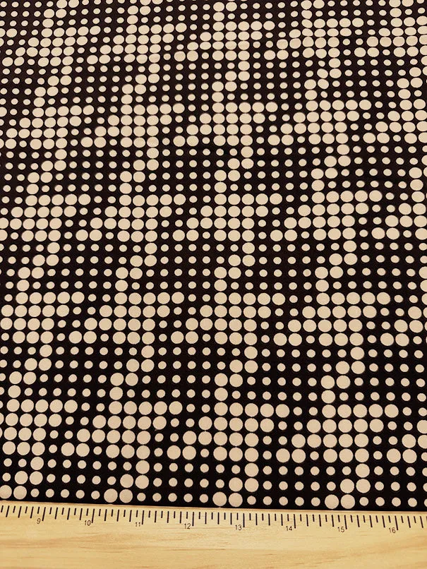 Cream Dot Print Poly Peachskin Fabric