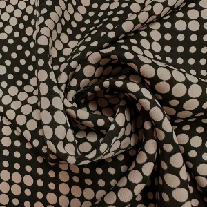 Cream Dot Print Poly Peachskin Fabric