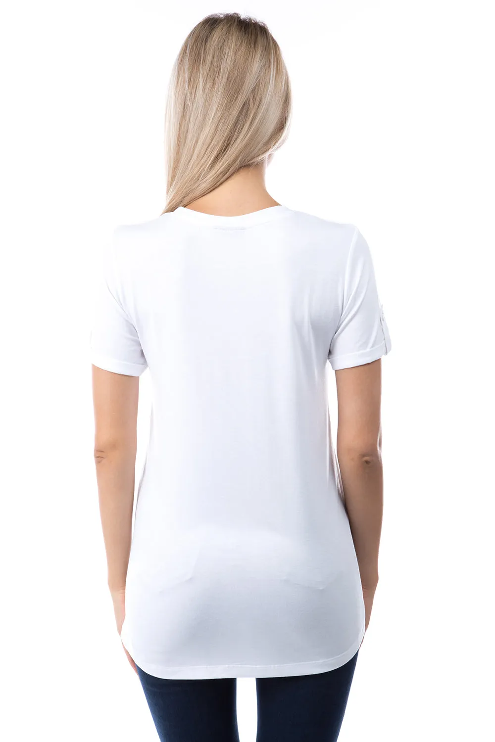 Crew Neck Short Sleeve with Hi-Low Hem