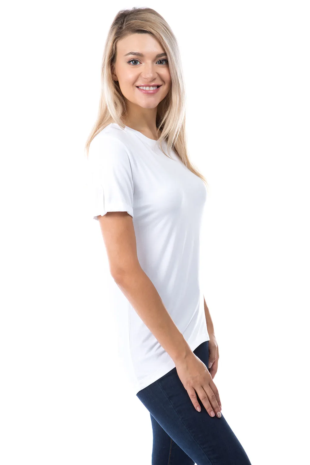 Crew Neck Short Sleeve with Hi-Low Hem