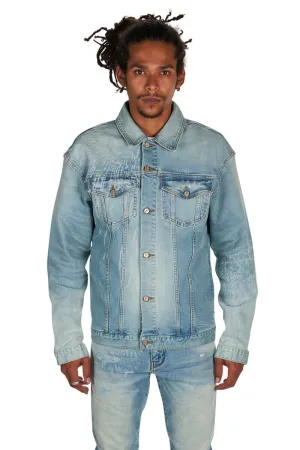 Dead Than Cool Laser Print Denim Jacket (Lt Blue)