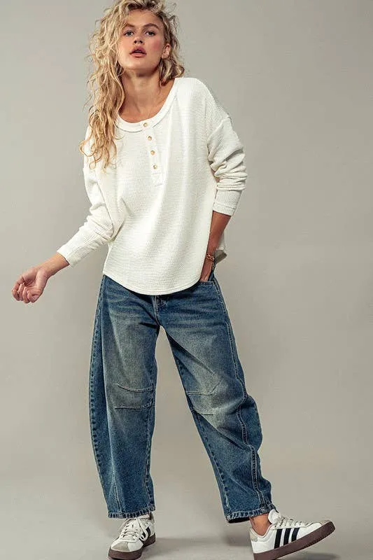 Delilah Textured Knit Henley
