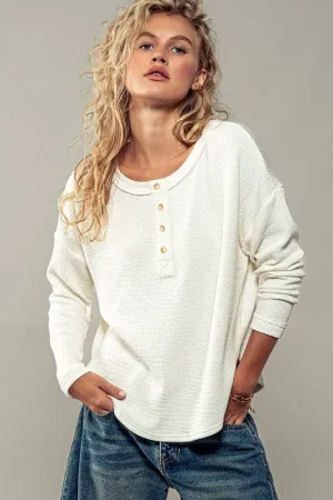 Delilah Textured Knit Henley