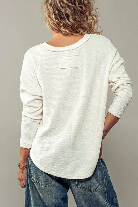 Delilah Textured Knit Henley