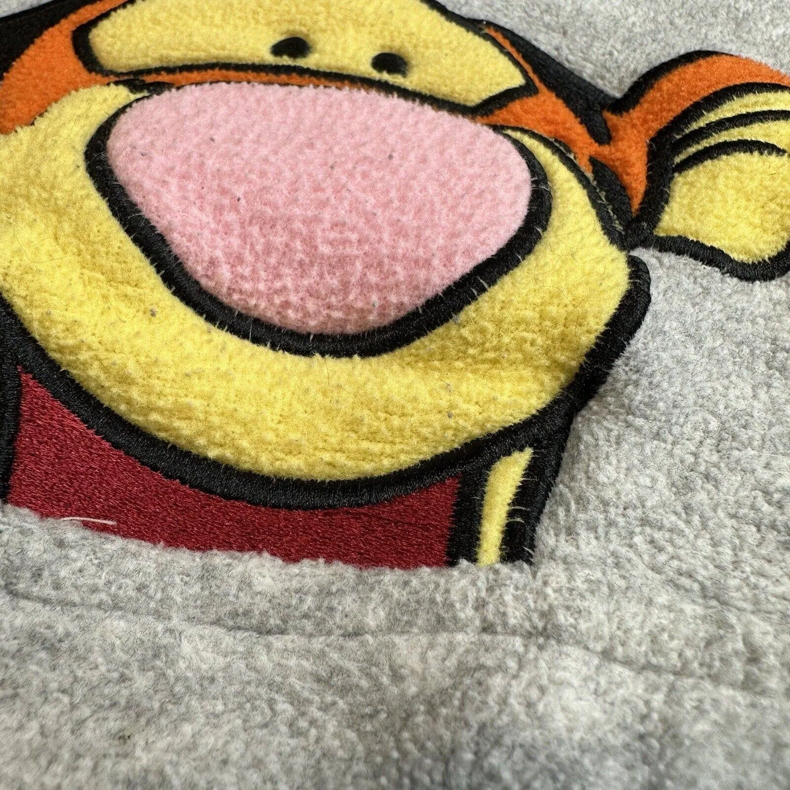 Disney TIGGER Sweatshirt Sz Medium Gray Embroidered Winnie Pooh Hooded Hoodie