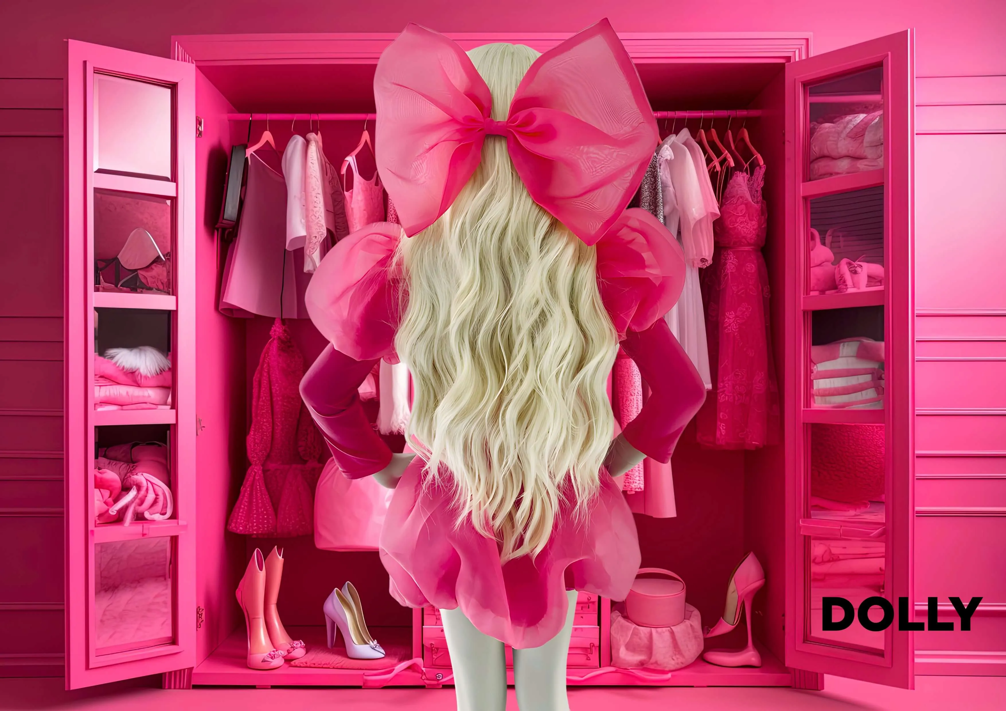 DOLLY WORLD BIG BOW PUFF BALLOON ORGANZA SKIRT barbiepink