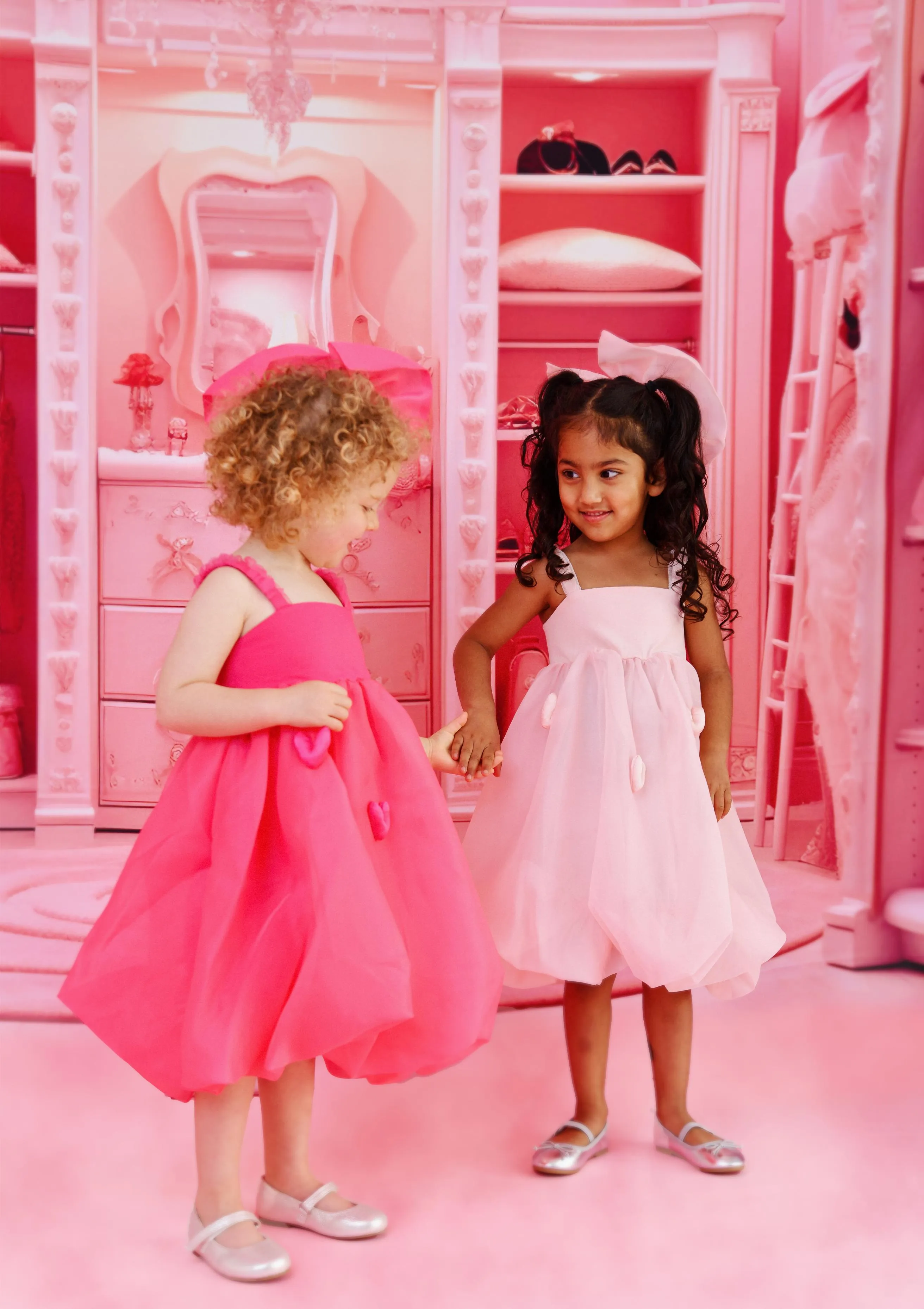 DOLLY WORLD HEART BALLOON ORGANZA DRESS WITH COTTON BODY dollypink