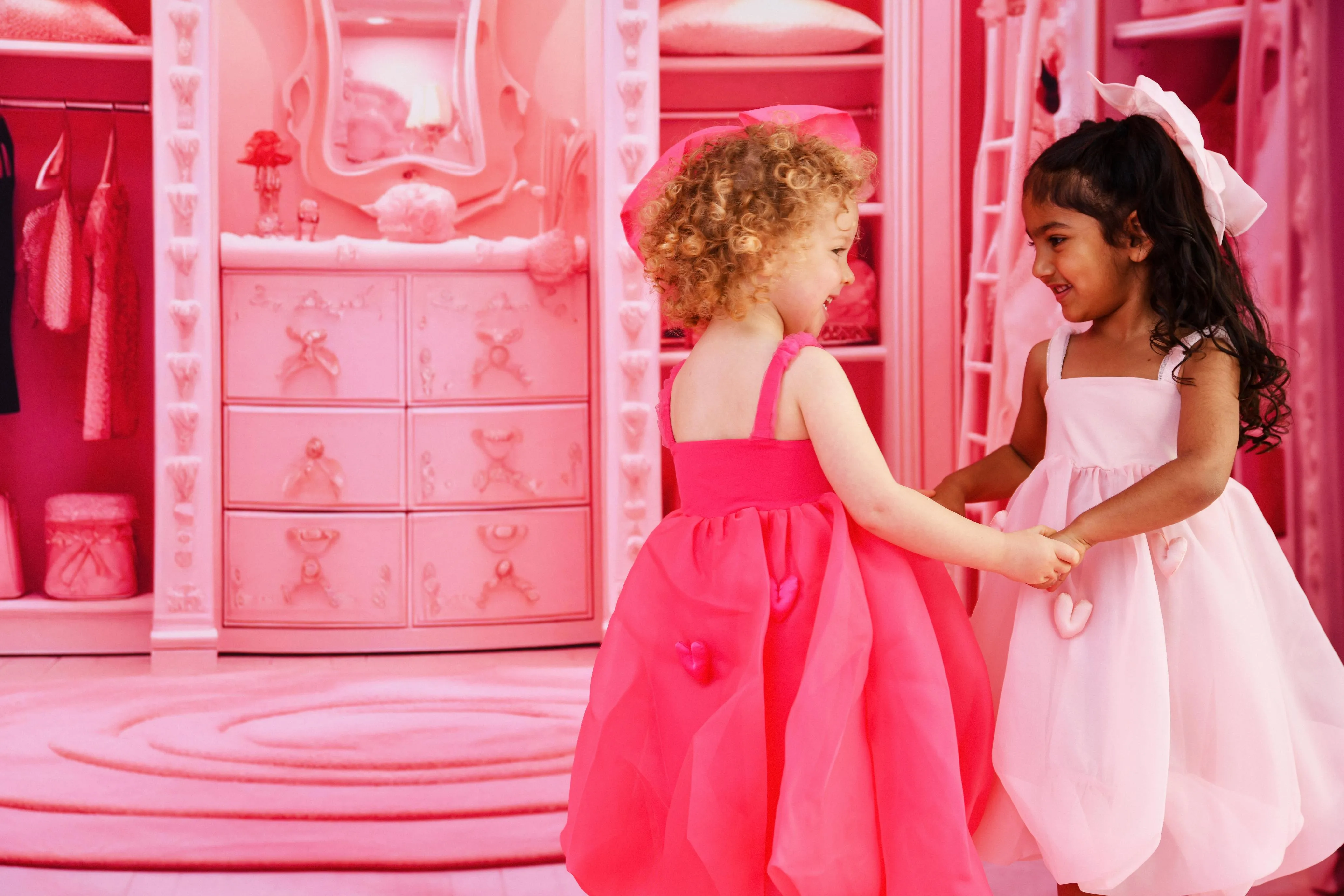 DOLLY WORLD HEART BALLOON ORGANZA DRESS WITH COTTON BODY dollypink