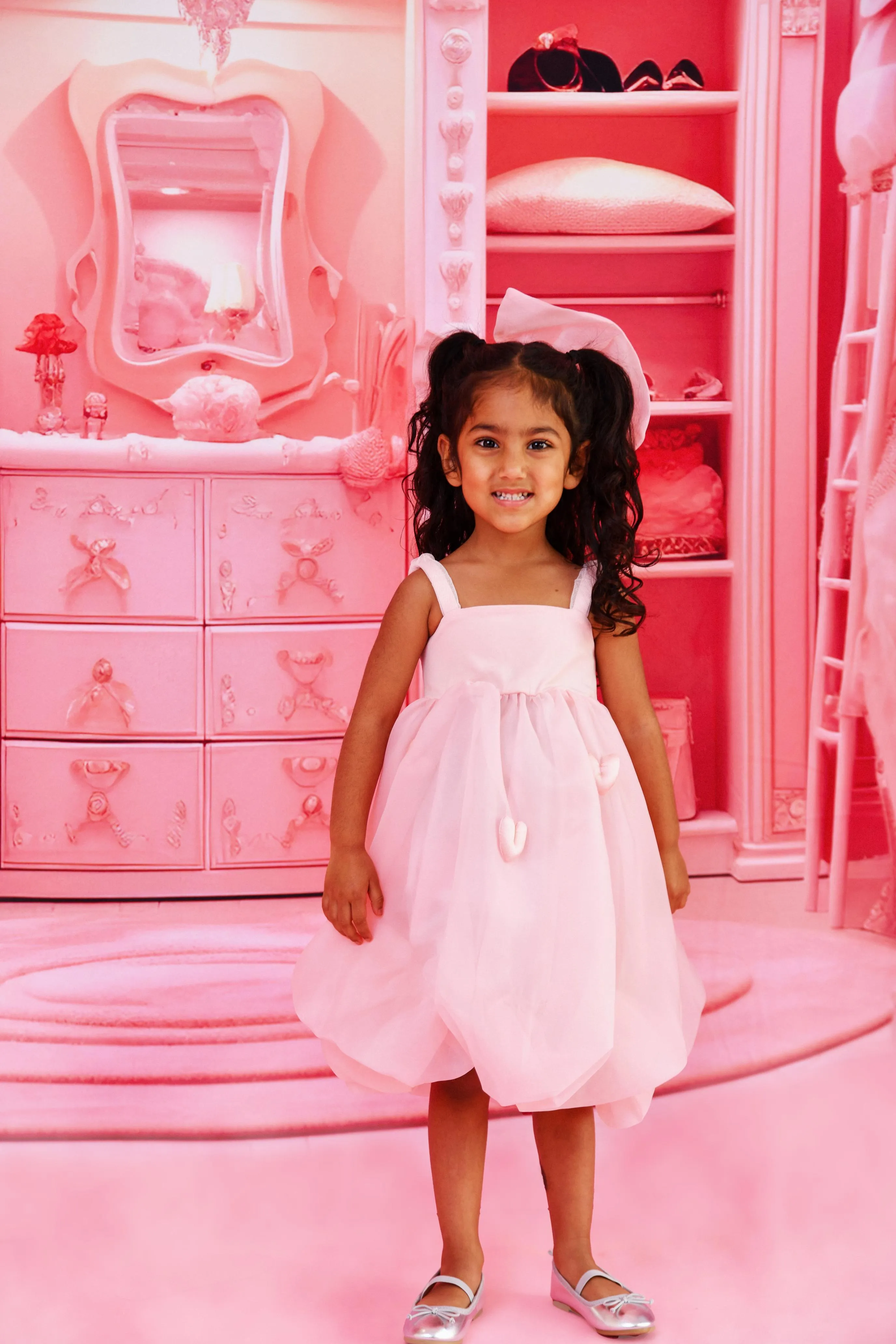 DOLLY WORLD HEART BALLOON ORGANZA DRESS WITH COTTON BODY dollypink