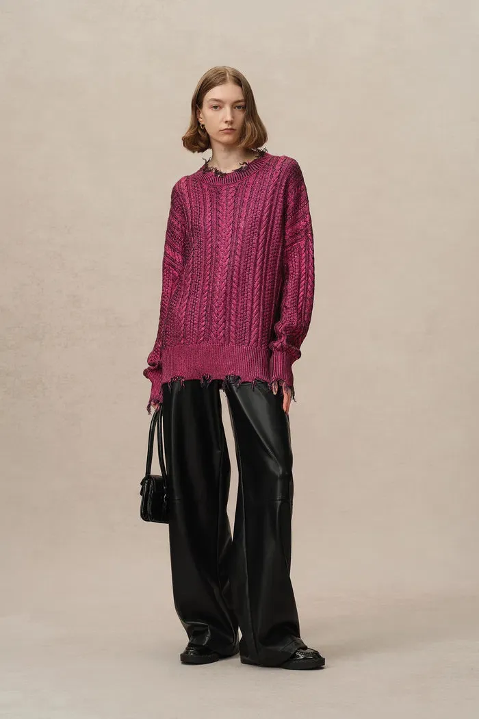Elodie Metallic Coated Sweater in Cotton Knit
