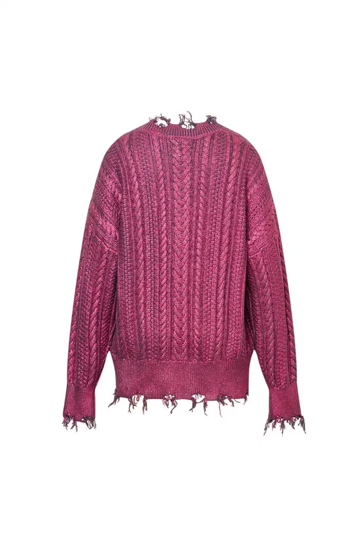 Elodie Metallic Coated Sweater in Cotton Knit
