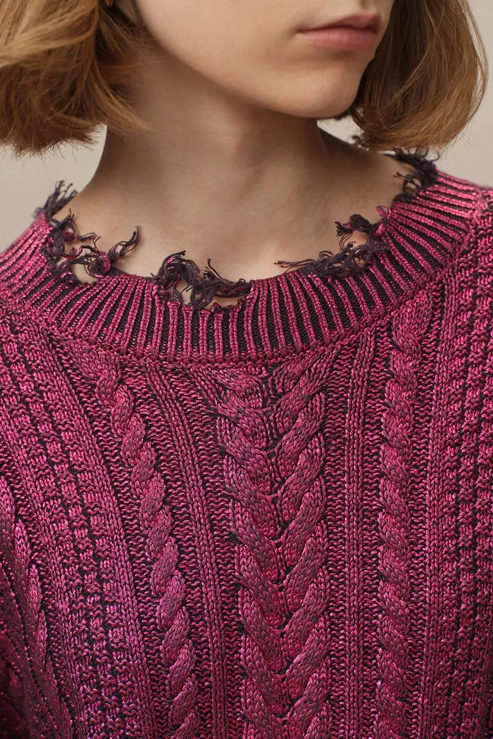 Elodie Metallic Coated Sweater in Cotton Knit
