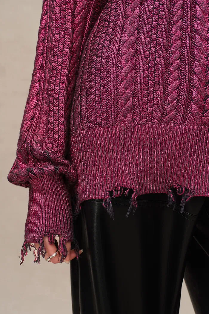 Elodie Metallic Coated Sweater in Cotton Knit