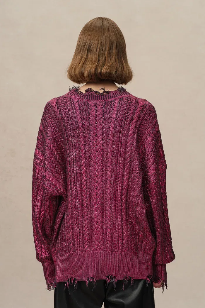 Elodie Metallic Coated Sweater in Cotton Knit