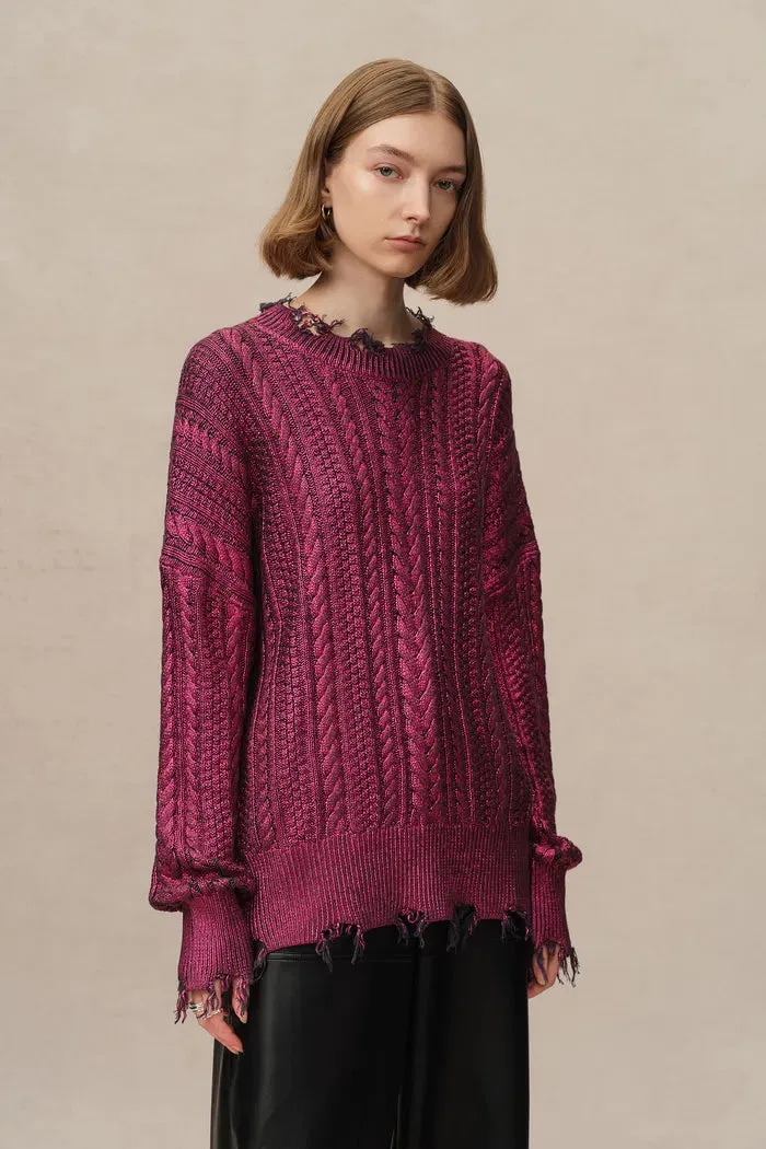 Elodie Metallic Coated Sweater in Cotton Knit