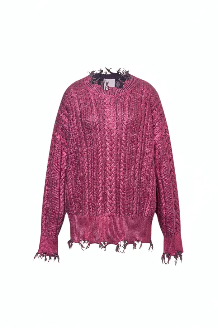 Elodie Metallic Coated Sweater in Cotton Knit