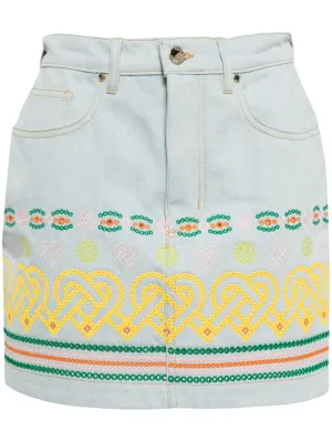 embroidered cotton mini skirt