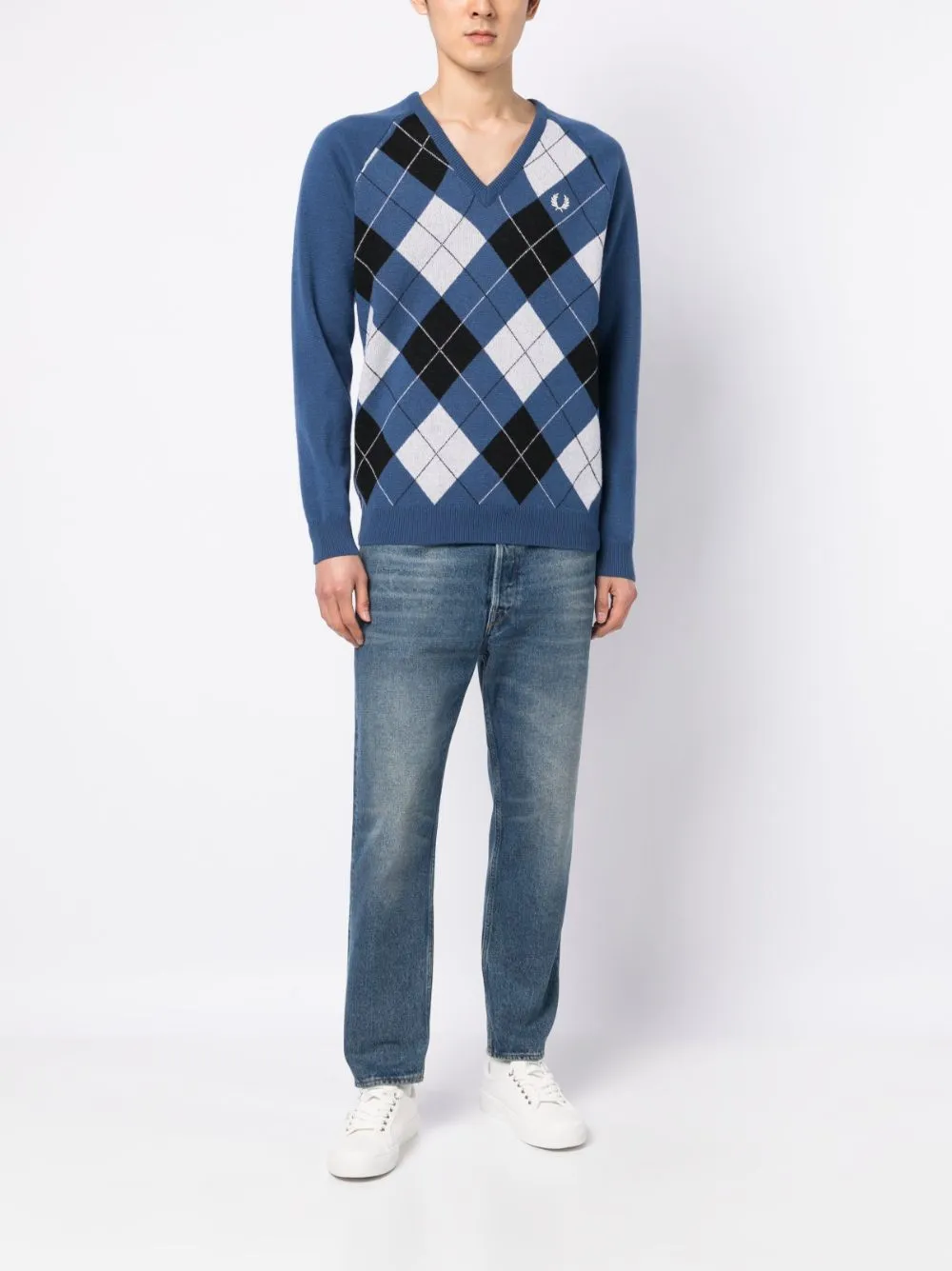 embroidered logo checked jumper
