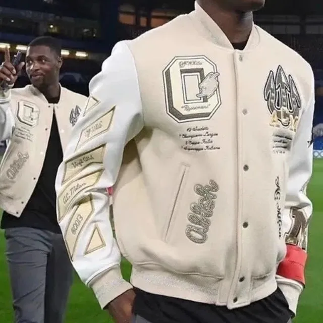 Embroidery  Leather Baseball Coat