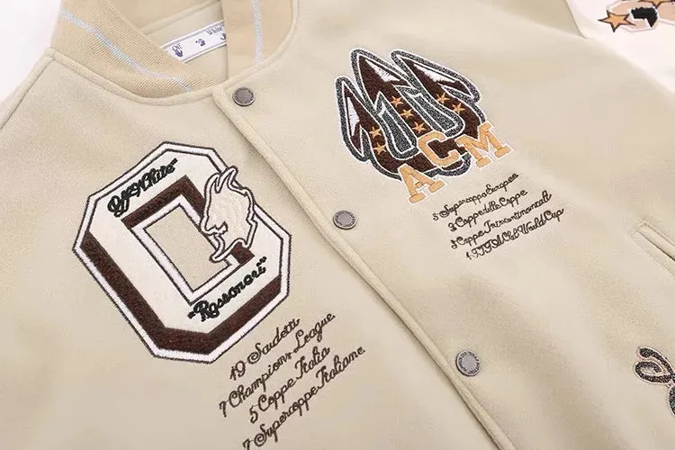 Embroidery  Leather Baseball Coat