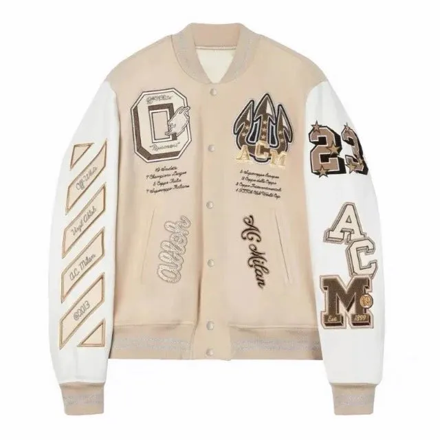 Embroidery  Leather Baseball Coat