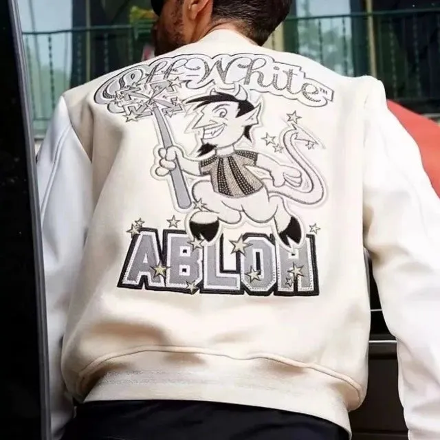 Embroidery  Leather Baseball Coat