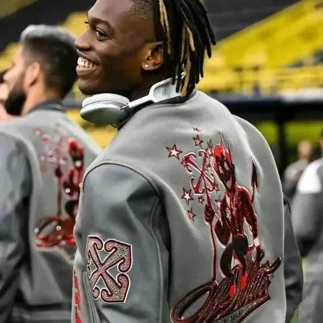 Embroidery  Leather Baseball Coat