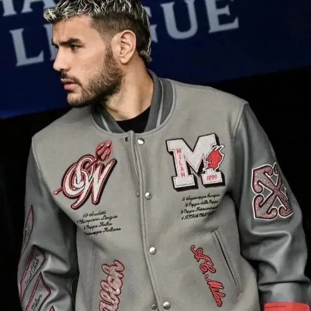 Embroidery  Leather Baseball Coat