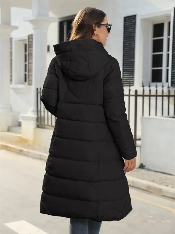 Full Size Women's Solid Color Long Puffer Coat