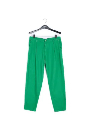 Green loose-fit denim pants