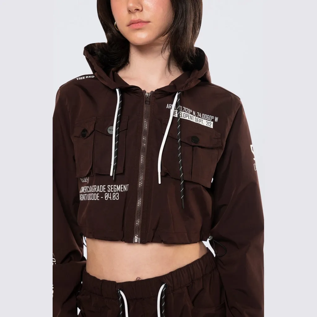 Hooded Utility Full Zip Jacket - Espresso
