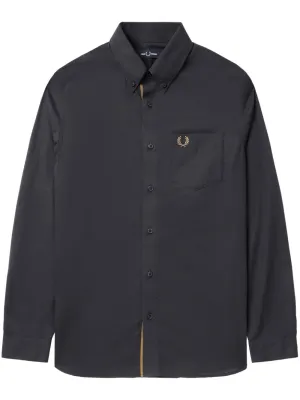 Laurel Wreath-embroidered cotton shirt