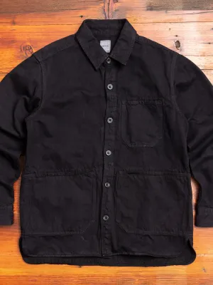 Linen Shirt Jacket in Black