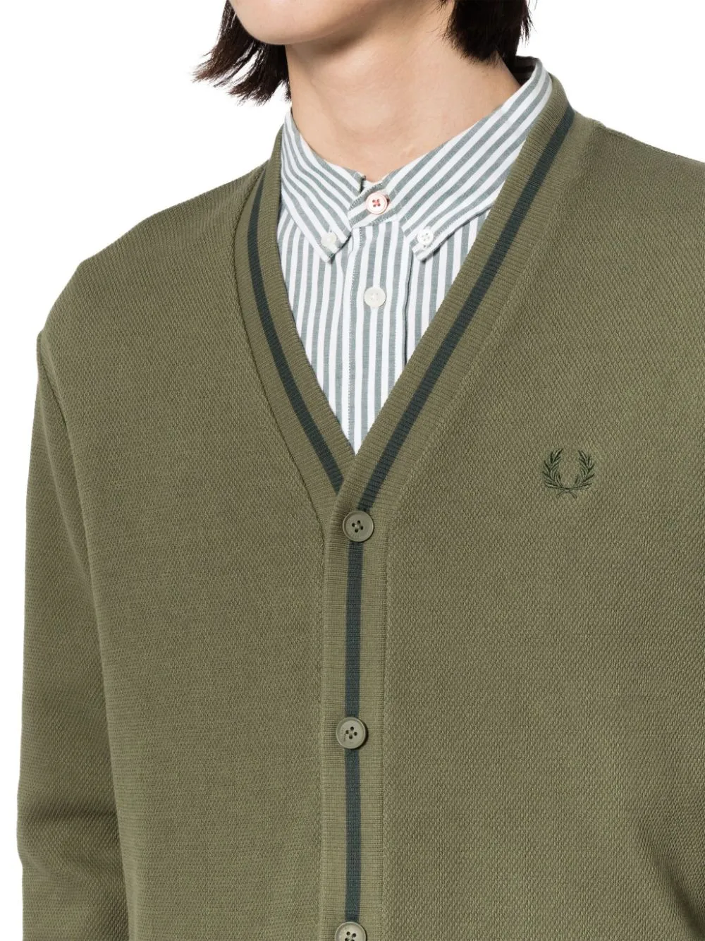 logo-embroidered button-up cardigan